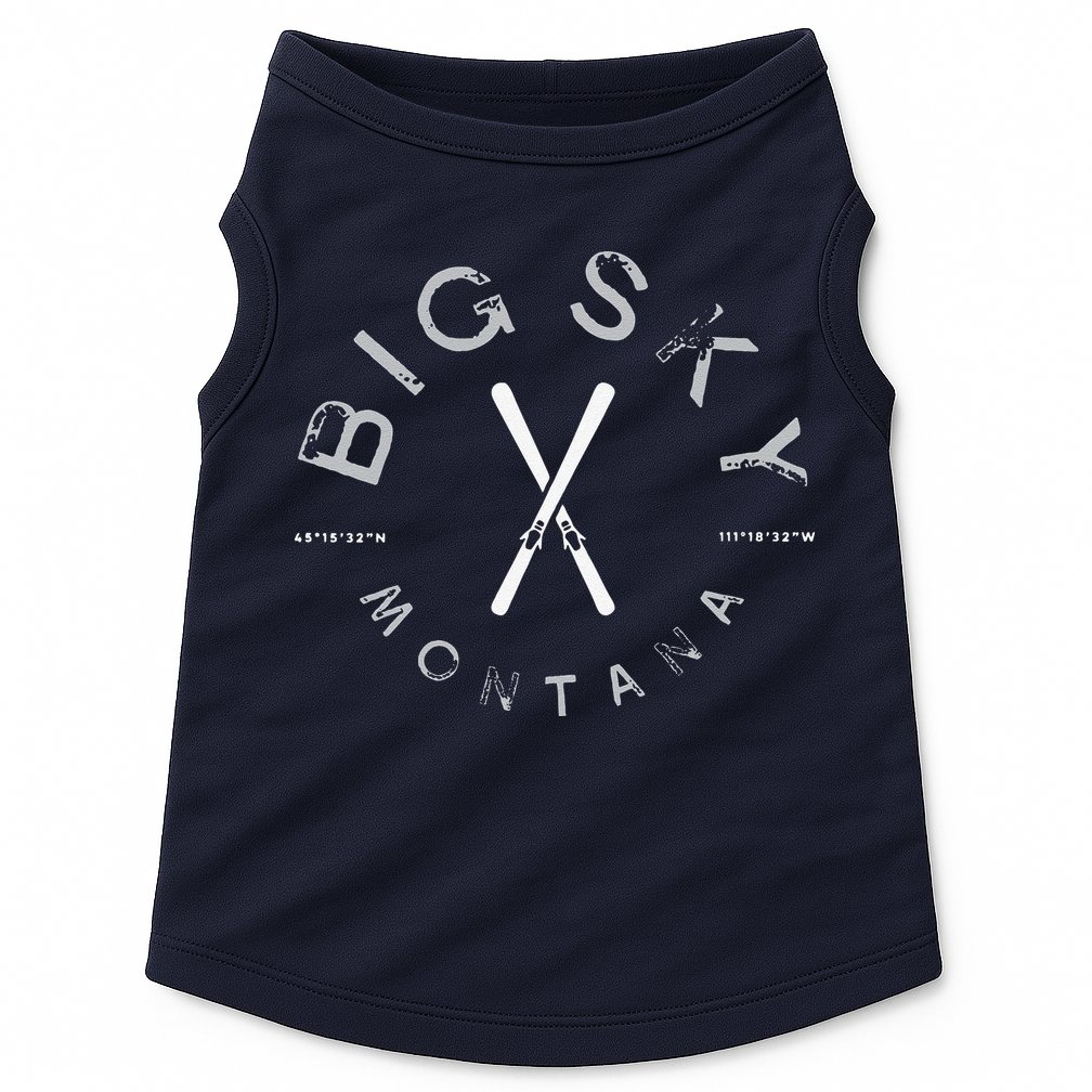 Big Sky Montana MT Vintage Sports Design Navy Doggie Tank