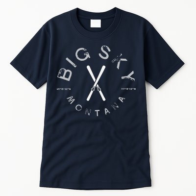 Big Sky Montana MT Vintage Sports Design Navy Tall T-Shirt