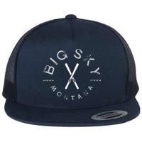 Big Sky Montana MT Vintage Sports Design Navy Flatbill Hat