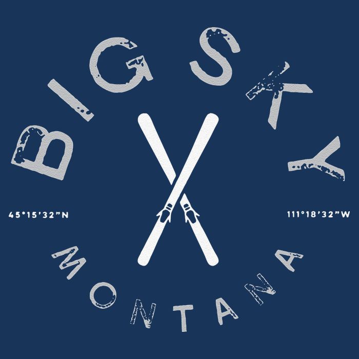 Big Sky Montana MT Vintage Sports Design Navy Flatbill Hat