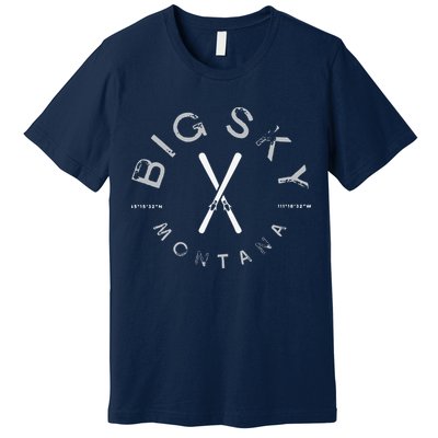 Big Sky Montana MT Vintage Sports Design Navy Premium T-Shirt