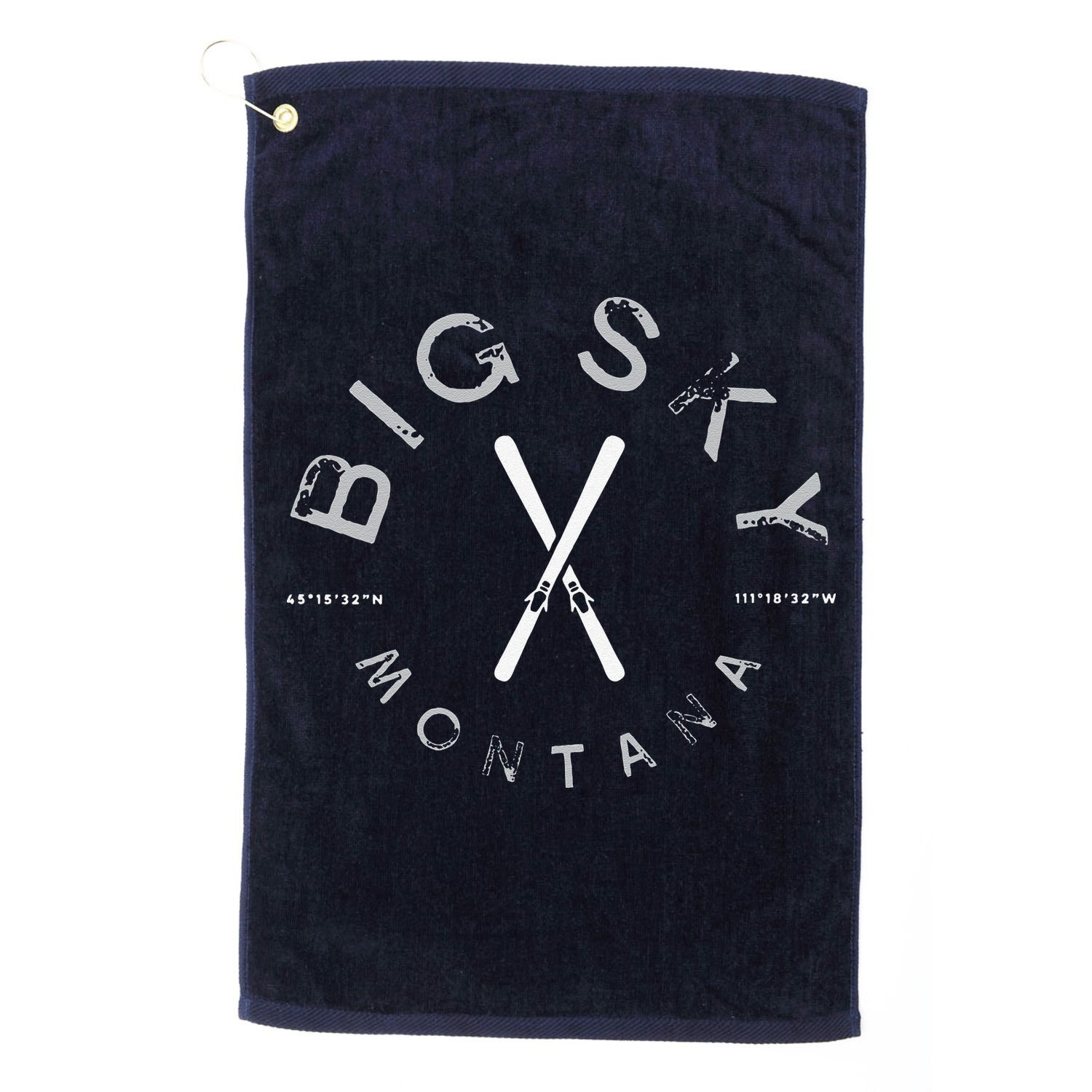 Big Sky Montana MT Vintage Sports Design Navy Golf Towel