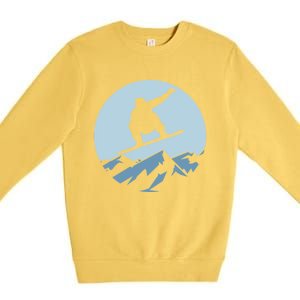 Board Snowboard Mountain Flying Board Snowboarder Fun Gift Premium Crewneck Sweatshirt