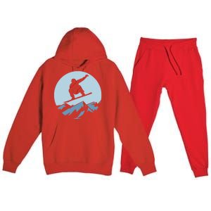 Board Snowboard Mountain Flying Board Snowboarder Fun Gift Premium Hooded Sweatsuit Set