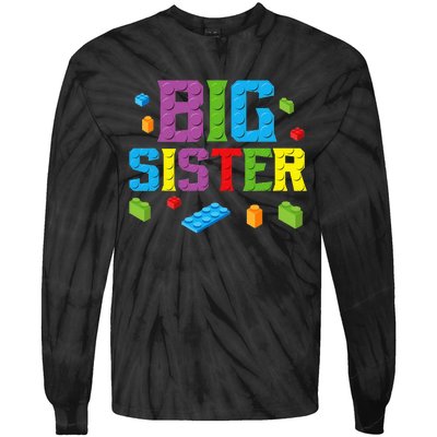 Big Sister Master Builder Building Bricks Blocks Family Set Tie-Dye Long Sleeve Shirt