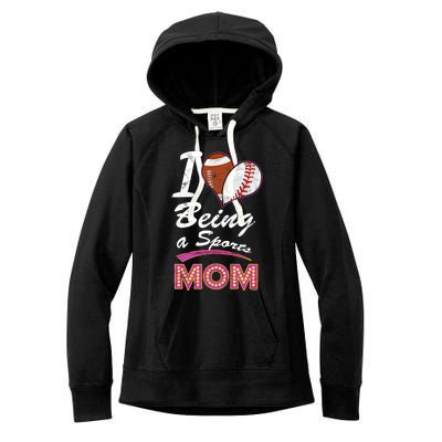 Being Sports Mom Baseball Football Mother Gift Women's Fleece Hoodie