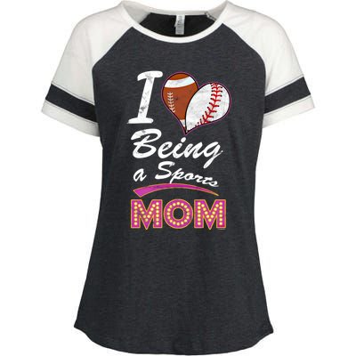 Being Sports Mom Baseball Football Mother Gift Enza Ladies Jersey Colorblock Tee