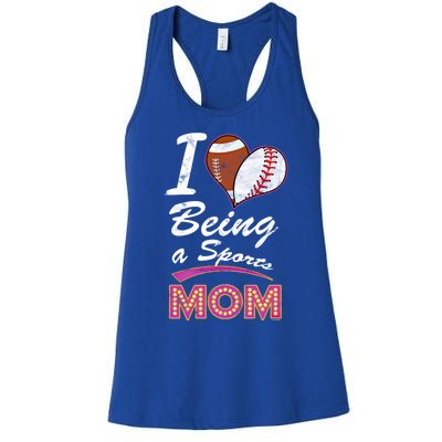 Being Sports Mom Baseball Football Mother Gift Women's Racerback Tank