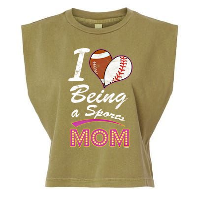 Being Sports Mom Baseball Football Mother Gift Garment-Dyed Women's Muscle Tee