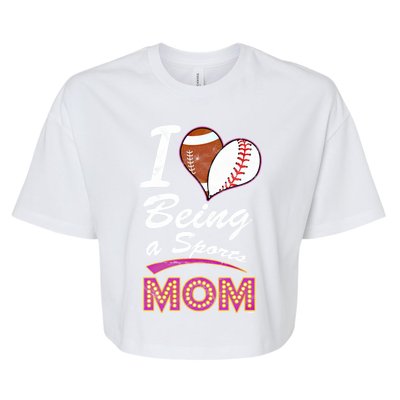 Being Sports Mom Baseball Football Mother Gift Bella+Canvas Jersey Crop Tee