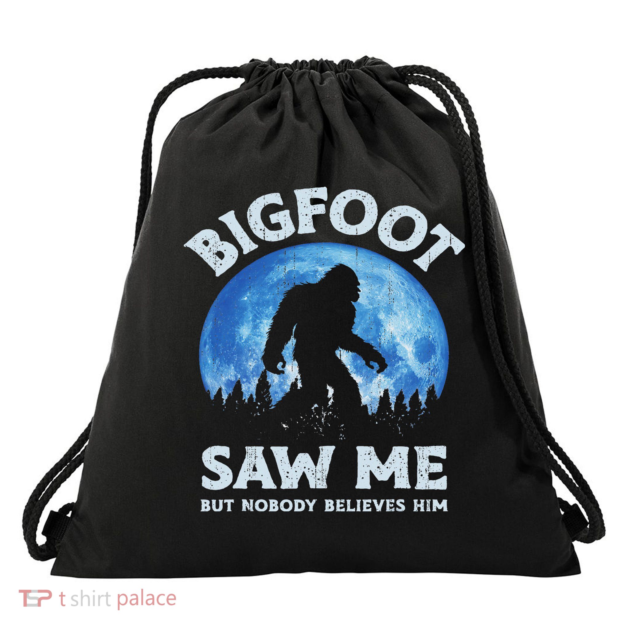 Bigfoot Saw Me But Nobody Believes Him Funny Sasquatch Retro Drawstring Bag