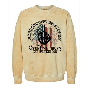 Been Selling My Soul Working All Day Overtime Hours For Bull Colorblast Crewneck Sweatshirt