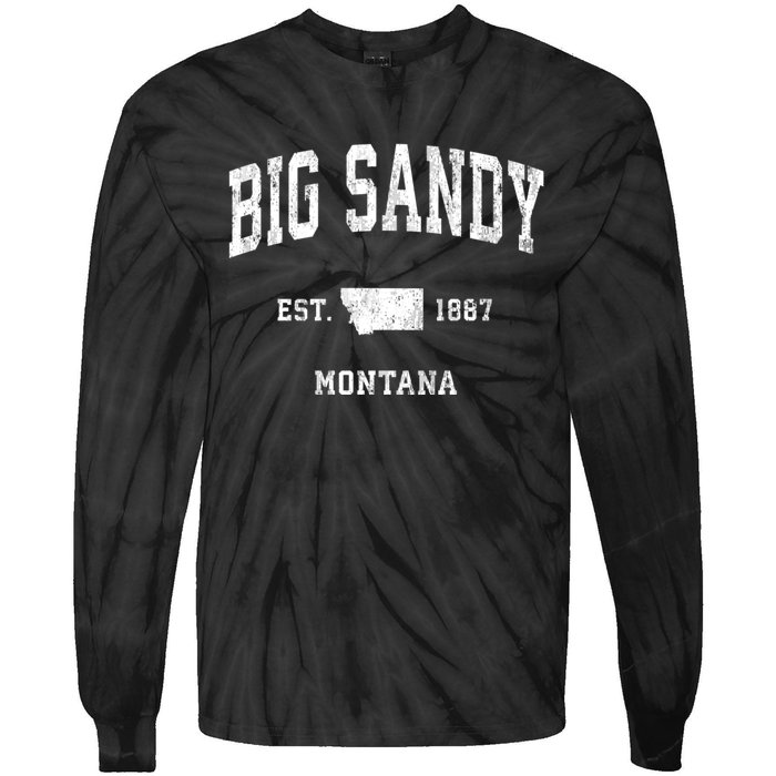 Big Sandy Montana Mt Vintage Athletic Sports Tie-Dye Long Sleeve Shirt