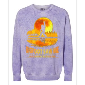 Bigfoot Saw Me But Nobody Believes Him Bigfoot Night Stroll Colorblast Crewneck Sweatshirt