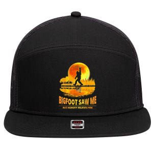 Bigfoot Saw Me But Nobody Believes Him Bigfoot Night Stroll 7 Panel Mesh Trucker Snapback Hat