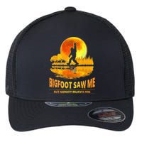 Bigfoot Saw Me But Nobody Believes Him Bigfoot Night Stroll Flexfit Unipanel Trucker Cap