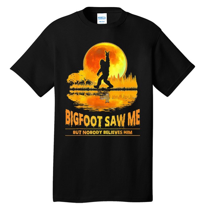 Bigfoot Saw Me But Nobody Believes Him Bigfoot Night Stroll Tall T-Shirt