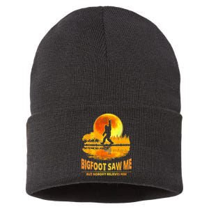 Bigfoot Saw Me But Nobody Believes Him Bigfoot Night Stroll Sustainable Knit Beanie