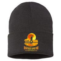 Bigfoot Saw Me But Nobody Believes Him Bigfoot Night Stroll Sustainable Knit Beanie