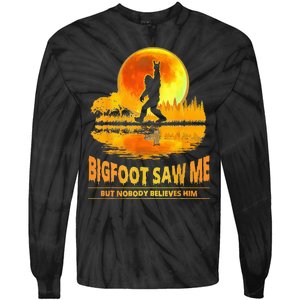 Bigfoot Saw Me But Nobody Believes Him Bigfoot Night Stroll Tie-Dye Long Sleeve Shirt