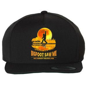 Bigfoot Saw Me But Nobody Believes Him Bigfoot Night Stroll Wool Snapback Cap