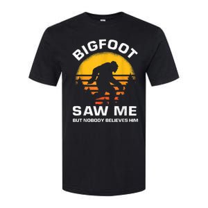 Bigfoot Saw Me But Nobody Believes Him Funny Retro Bigfoot Softstyle CVC T-Shirt