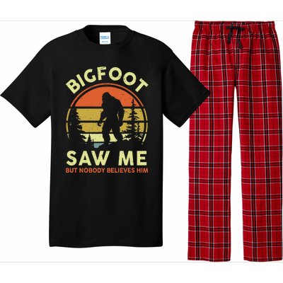 Bigfoot Saw Me Nobody Believes Him Funny Sasquatch Dad Pajama Set