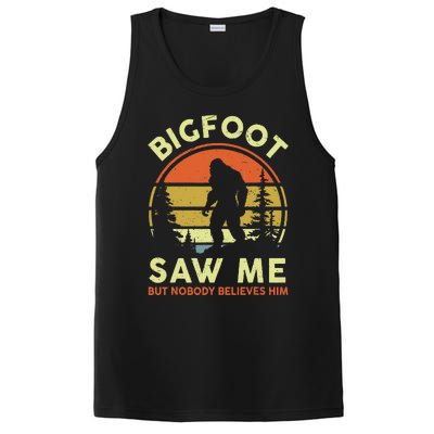 Bigfoot Saw Me Nobody Believes Him Funny Sasquatch Dad PosiCharge Competitor Tank