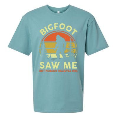 Bigfoot Saw Me Nobody Believes Him Funny Sasquatch Dad Sueded Cloud Jersey T-Shirt