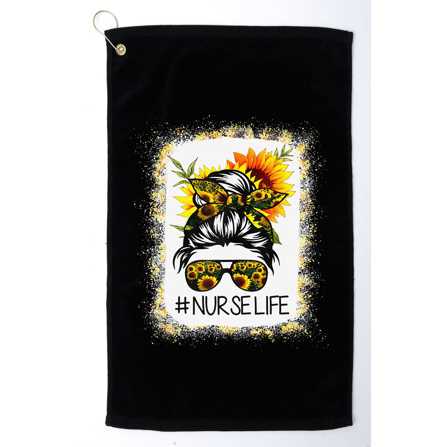 Bleached Sunflower Nurse Life Messy Hair Bun NurseLife Golf Towel