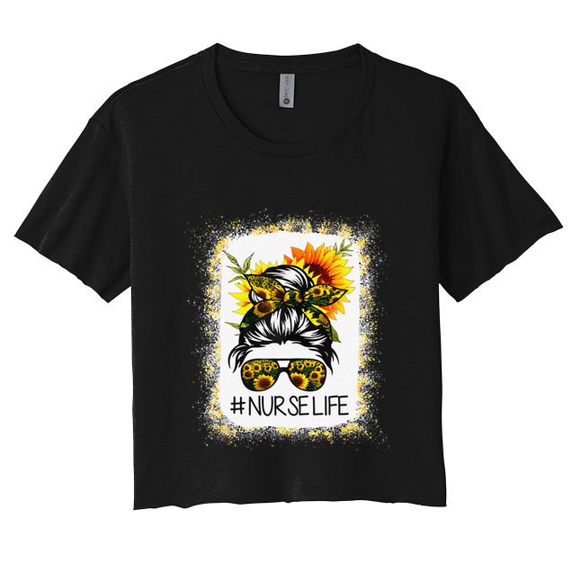 Bleached Sunflower Nurse Life Messy Hair Bun NurseLife Crop Top