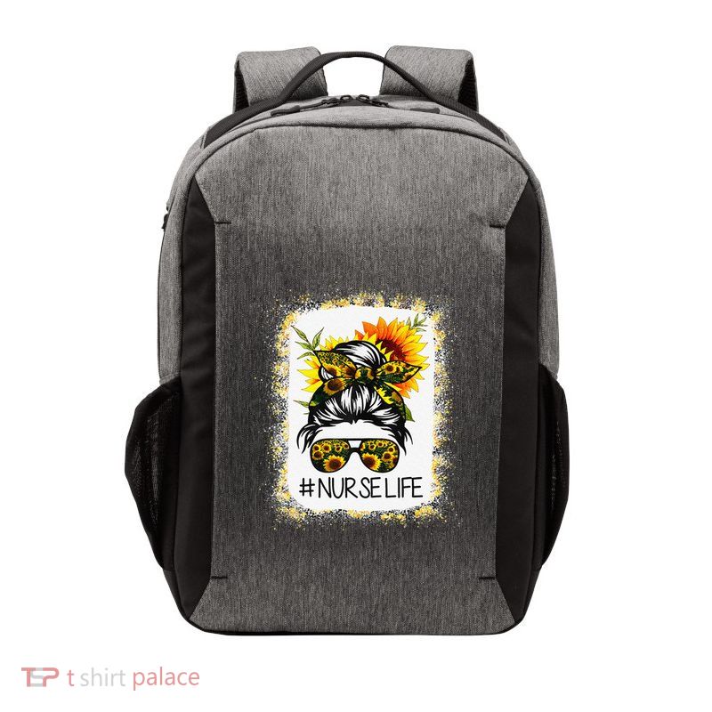 Bleached Sunflower Nurse Life Messy Hair Bun NurseLife Vector Backpack