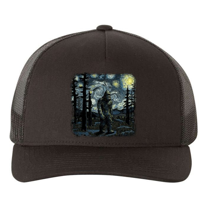 Bigfoot Starry Night Sasquatch Van Gogh Sky Painting Art Yupoong Adult 5-Panel Trucker Hat