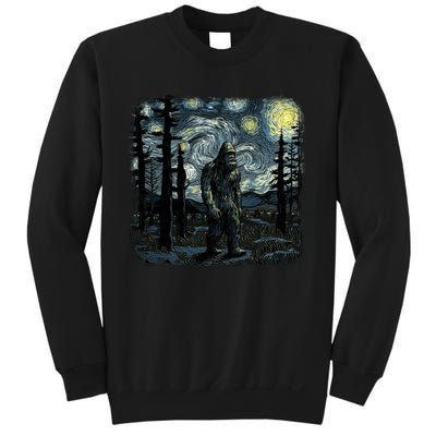 Bigfoot Starry Night Sasquatch Van Gogh Sky Painting Art Sweatshirt