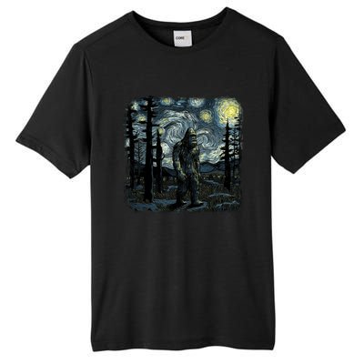 Bigfoot Starry Night Sasquatch Van Gogh Sky Painting Art Tall Fusion ChromaSoft Performance T-Shirt