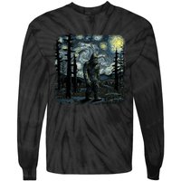 Bigfoot Starry Night Sasquatch Van Gogh Sky Painting Art Tie-Dye Long Sleeve Shirt