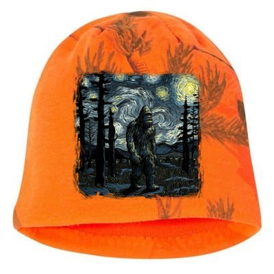 Bigfoot Starry Night Sasquatch Van Gogh Sky Painting Art Kati - Camo Knit Beanie