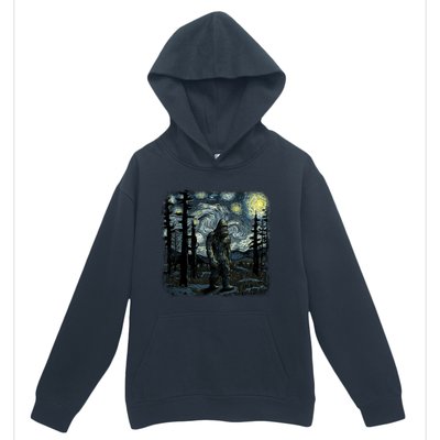 Bigfoot Starry Night Sasquatch Van Gogh Sky Painting Art Urban Pullover Hoodie