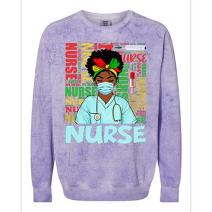 Black Strong Nurse Afro Love Melanin African American Colorblast Crewneck Sweatshirt