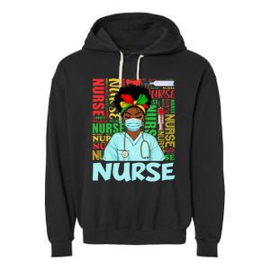 Black Strong Nurse Afro Love Melanin African American Garment-Dyed Fleece Hoodie