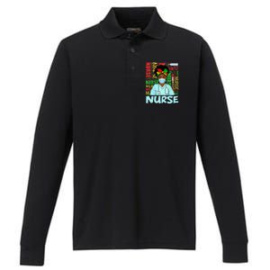 Black Strong Nurse Afro Love Melanin African American Performance Long Sleeve Polo