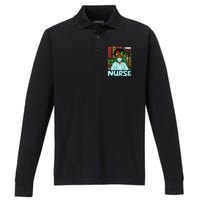 Black Strong Nurse Afro Love Melanin African American Performance Long Sleeve Polo