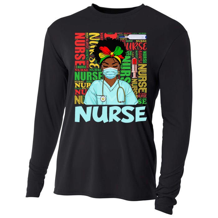 Black Strong Nurse Afro Love Melanin African American Cooling Performance Long Sleeve Crew