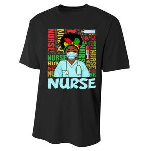 Black Strong Nurse Afro Love Melanin African American Performance Sprint T-Shirt