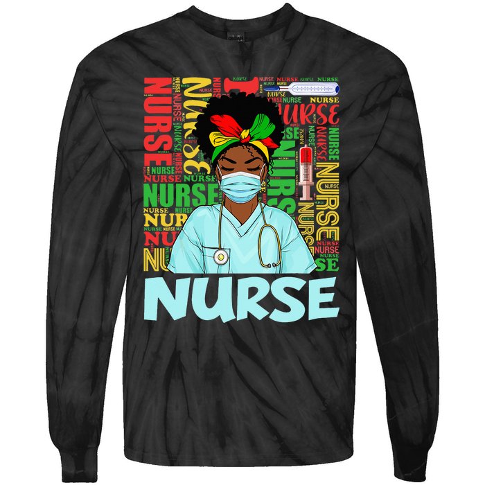 Black Strong Nurse Afro Love Melanin African American Tie-Dye Long Sleeve Shirt