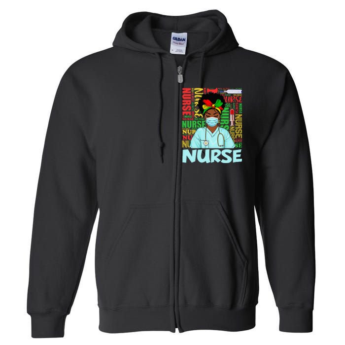 Black Strong Nurse Afro Love Melanin African American Full Zip Hoodie