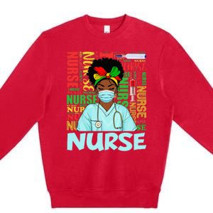 Black Strong Nurse Afro Love Melanin African American Premium Crewneck Sweatshirt