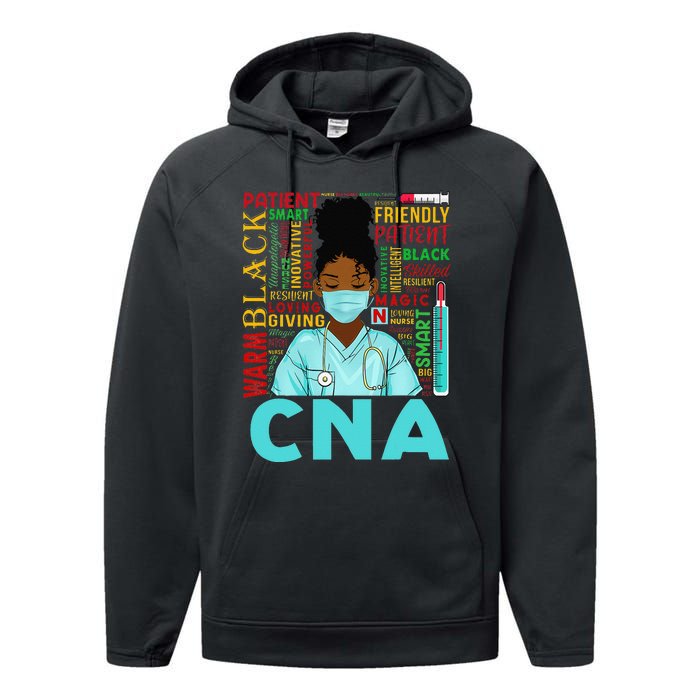 Black Strong Nurse CNA Afro Melanin African American Performance Fleece Hoodie