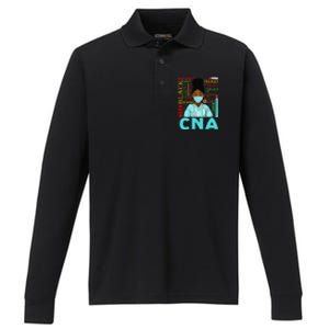 Black Strong Nurse CNA Afro Melanin African American Performance Long Sleeve Polo