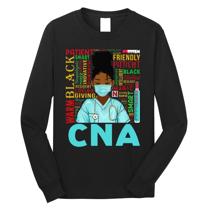 Black Strong Nurse CNA Afro Melanin African American Long Sleeve Shirt